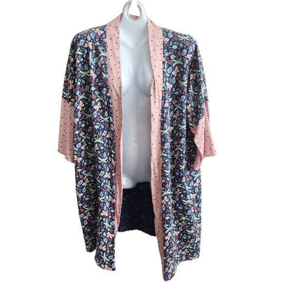 Pact Organic Cotton Robe-M/L-Bufferfly/Dragonfly/Floral-No Belt-Cottagecore - Picture 2 of 12